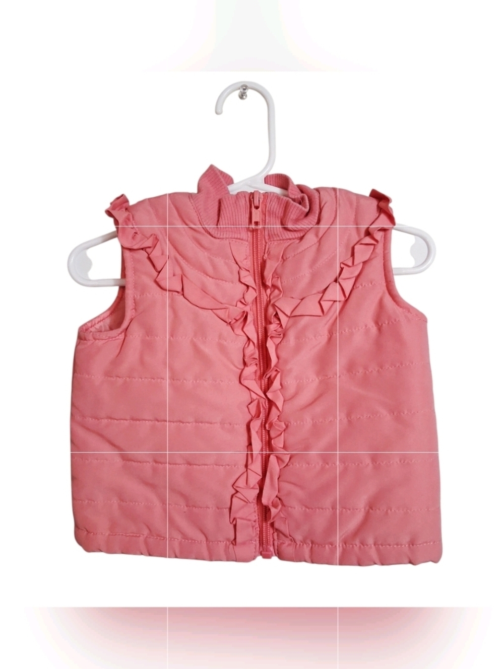 Kids Play | Pink Ruffle Puffer Vest | 0-3 Months | Cozy Zip